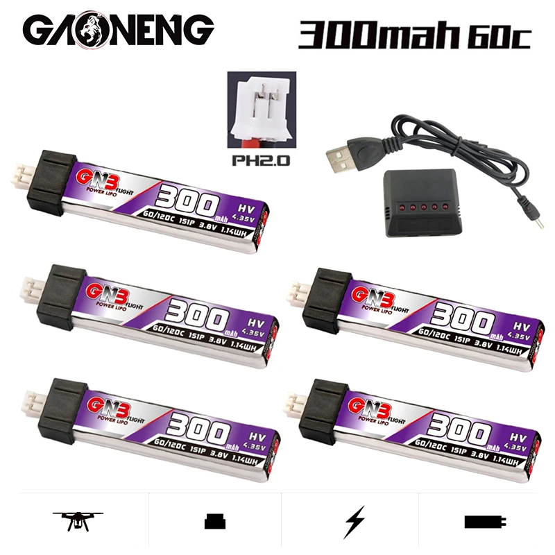 

Литий-полимерный аккумулятор GNB HV 1S 300 мАч 60C/120C PH2.0 для US65 UK65 Inductrix Beta65S URUAV UR65 Mobula 7 крошечных оптовых Дронов и зарядных устройств