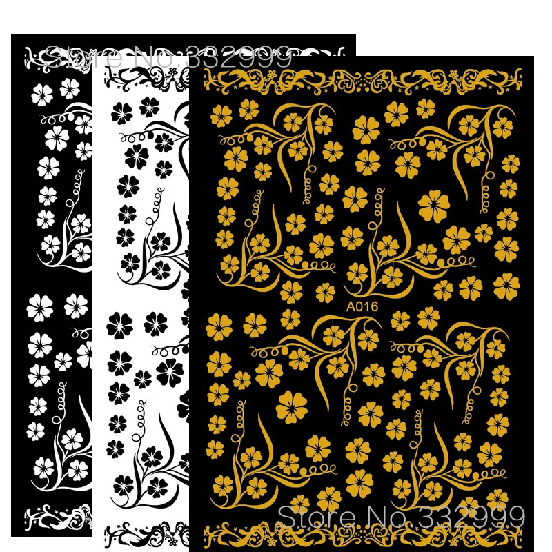 Gold Nail Art Sticker Manicure Design Decoration Self Adhesive Black for Accessories DIY White Stickers Flower | Красота и здоровье