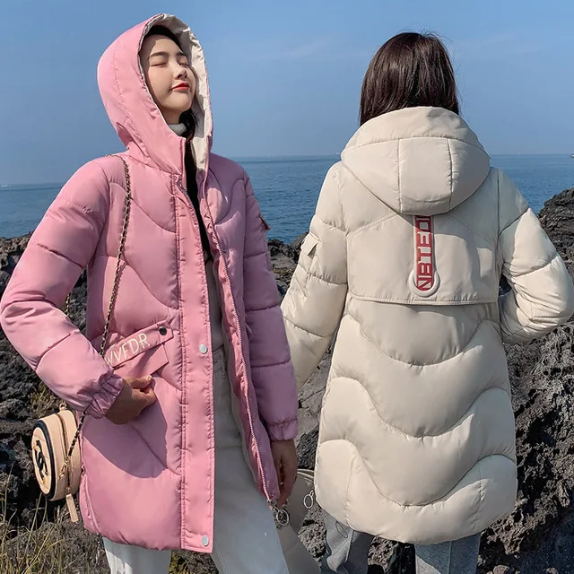 Пуховик Женское зимнее пальто длинная куртка Дамская Толстая теплая парка с