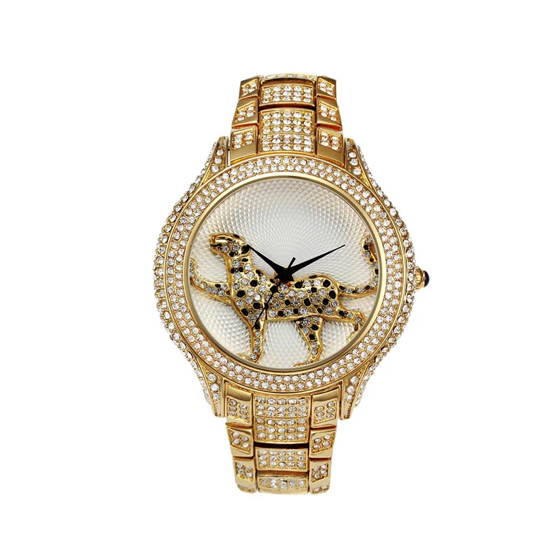 Часы мужские кварцевые в стиле хип-хоп Роскошные наручные с леопардовым принтом