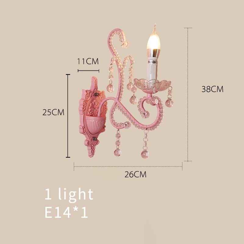 Розовые Настенные светильники для девочек комнатные хрустальные принцессы