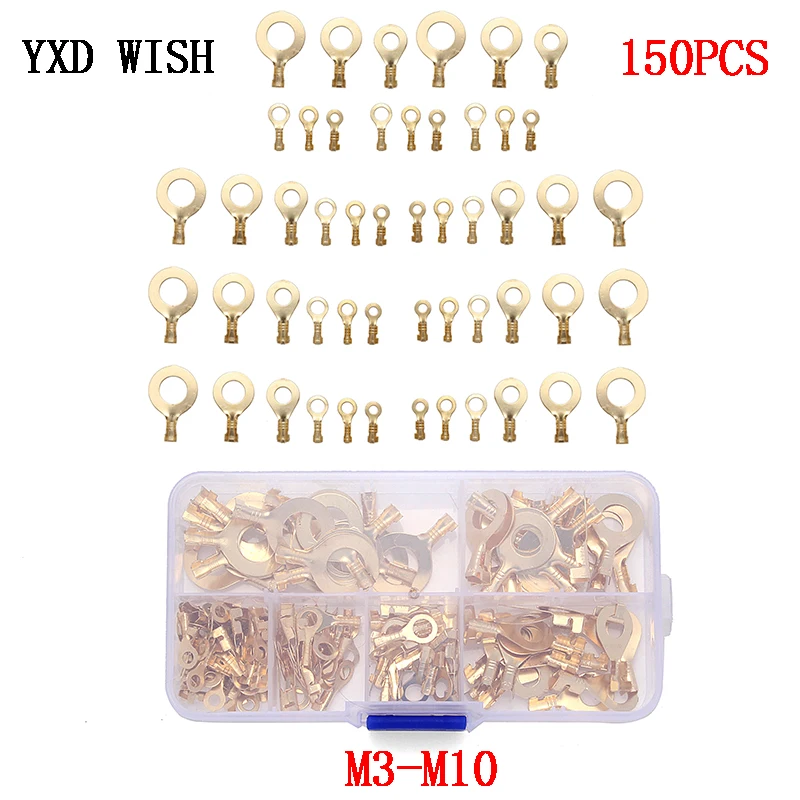 150 шт. M3/M4/M5/M6/M8/M10 кольцевые наконечники для глаз медные обжимные клеммы кабельный