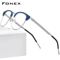 fonex acetate alloy glasses frame men round myopia optical prescription eyeglasses women 2021 new korean screwless eyewear 98627