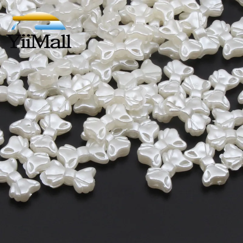 50pcs Ivory Bow-knot Imitation Pearls Beads 15mm Smooth Loose Spacer For Jewelry Making DIY Accessories | Украшения и аксессуары