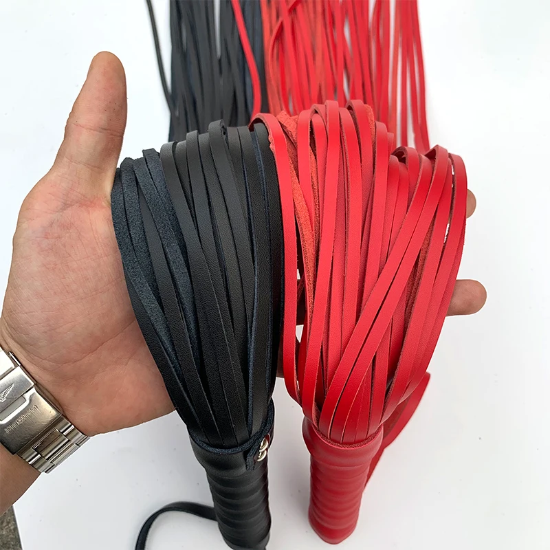 New Black/Red Genuine Leather BDSM Bondage Whip Sex Spanking Lash Gay Fetish Horse Whip Adult Erotic Sex Toys For Couples Woman