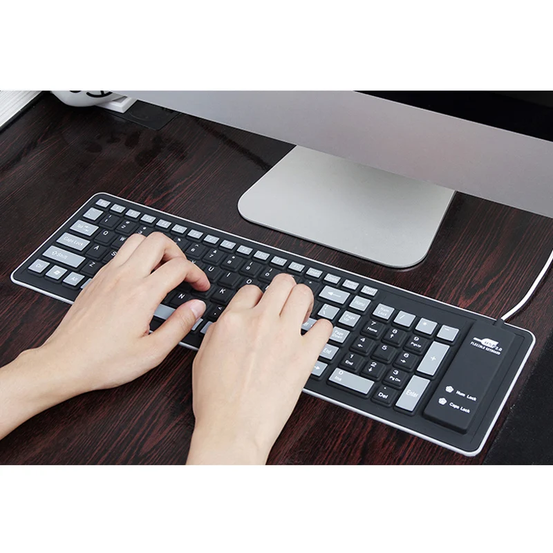 

Foldable Silicone Keyboard USB Wired Flexible Soft Keyboard Home Waterproof Office ND998