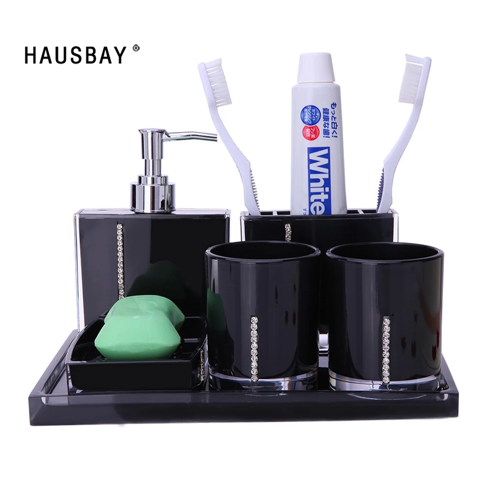 Набор из 5 предметов Коробка для мыла лосьон бутылка держатель зубных щеток чашки