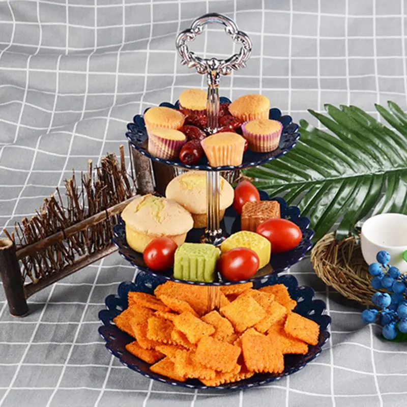 3 яруса кружевных одежда для свадьбы дня рождения торт плиты день Чай подставка