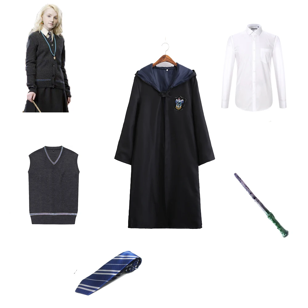 Ravenclaw Ravenclaw Luna lovegood Косплей халат костюм Детский Взрослый волшебник на Хэллоуин плащ "Гарри" - Цвет: Ravenclaw
