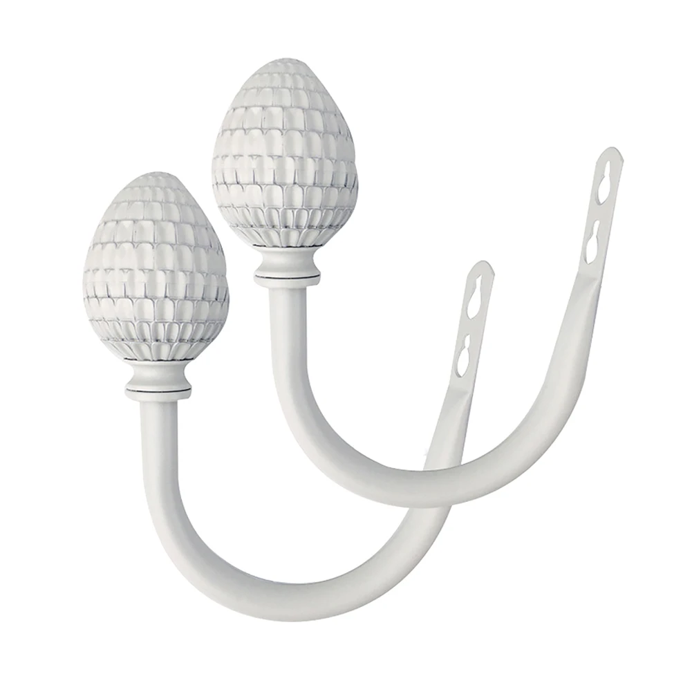 

1 Pair Decorative Hook Accessories Living Room U Shape Curtain Holdback Hotel Drapery Wall Window Pine Cones Holder Metal