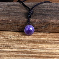 nature royal amethysts pendant necklaces women natural bead reiki energy healing necklaces men new fashion rope chain jewelry