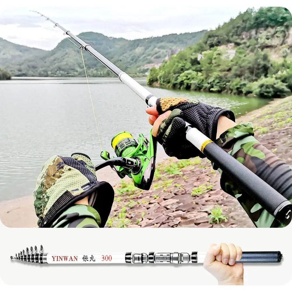 

PROXPE Carbon Telescopic Rock Fishing Rod Spinning Green/White 1.5/1.8/2.1/2.4/2.7/3.0M Mini Travel