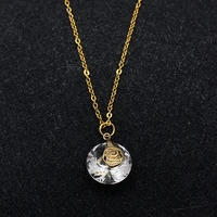 natural round crystal necklace pendant multicolor crystal copper chain 11x11mm diy handmade jewelry accessories lady gift charm