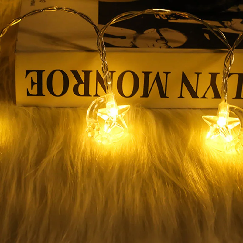 

Moon LED String Lights Stars Leds Light for Outdoor Holiday Garden Party Decors Transparent Warm White Festoon Fashion Luces Led