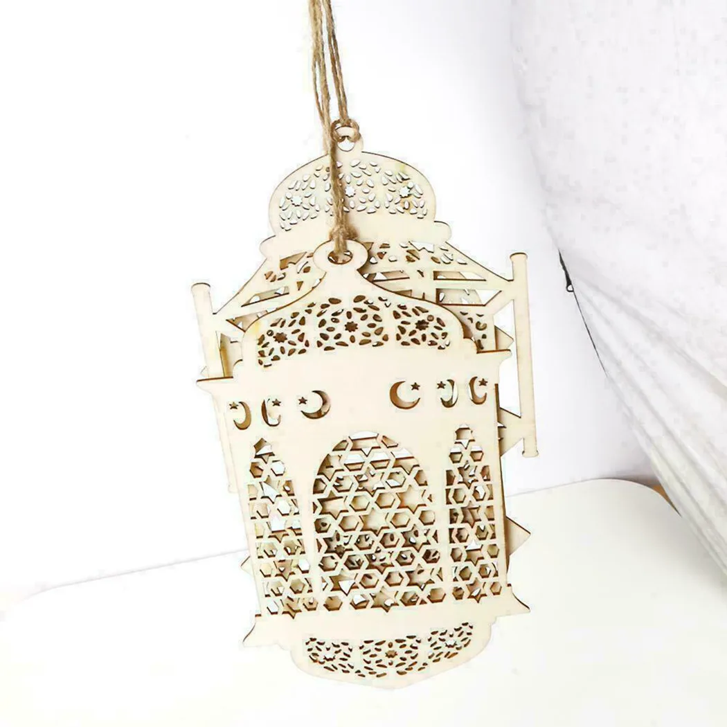 

3pcs Eid Ramadan Mubarak Hollow Wooden Hanging Lantern Decorations Festive