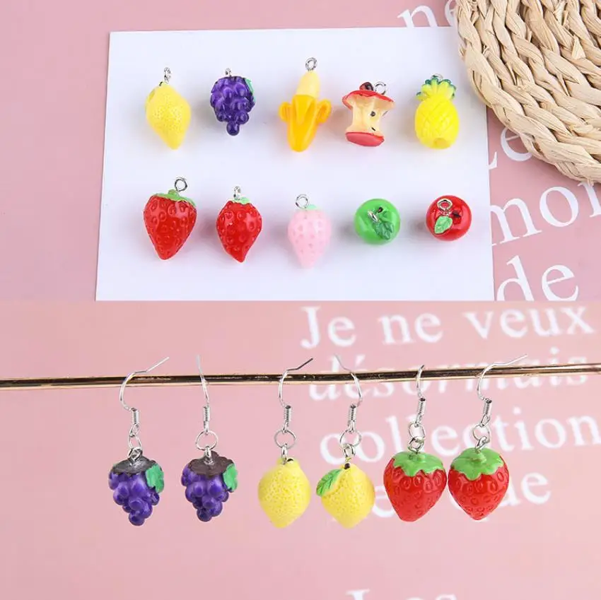 

Resin Mini 3D Fruit Pineapple Strawberry Charms For DIY Earring Jewelry Multi Styles Creative Pendant Handmade Jewelry Supplies