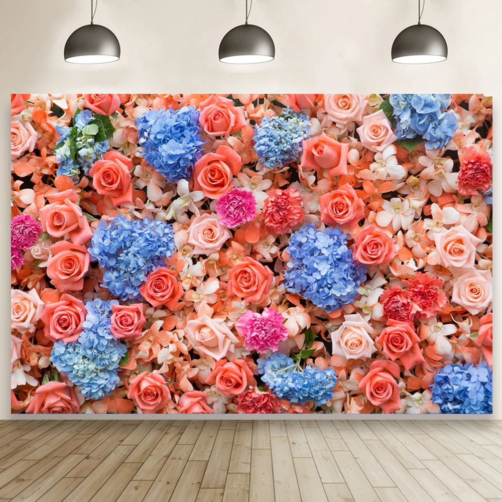 

3D Flowers Wall Wedding Backdrop Photography Newborn Baby Shower Kids Portrait Bride Dress Photo Background Wall Poster