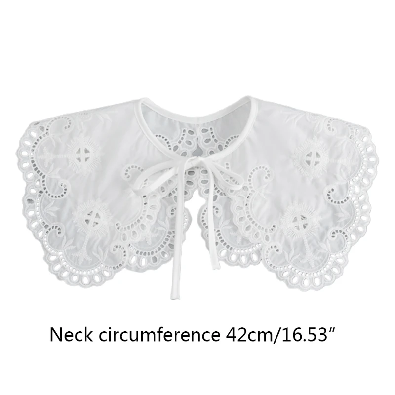 

White Detachable Doll Fake Collar Shawl Wrap Hollow Embroidery Necklace Shawl 649C