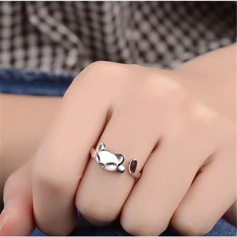 Hot Popular Korean Style 925 Sterling Silver Jewelry Simple Female Cute Cat Creative Anti allergy Fashion Opening Rings XZR003 | Украшения