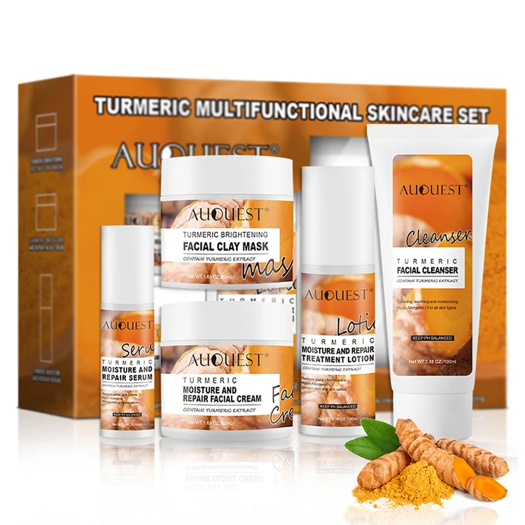 

AUQUEST Turmeric Facial Care Set Deep Cleansing And Moisturizing Facial Cleanser & Moisturizer & Facial Mask & Cream TSLM2