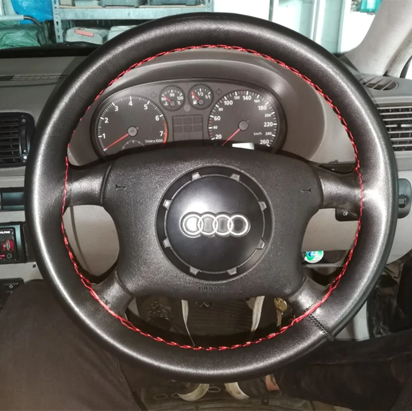 38 см чехол рулевого колеса автомобиля для Audi A3 Sportback 8P A4 B6 B8 A6 C6 C5 Q5 Q3 Q7 100 C4 TT MK1 Sline