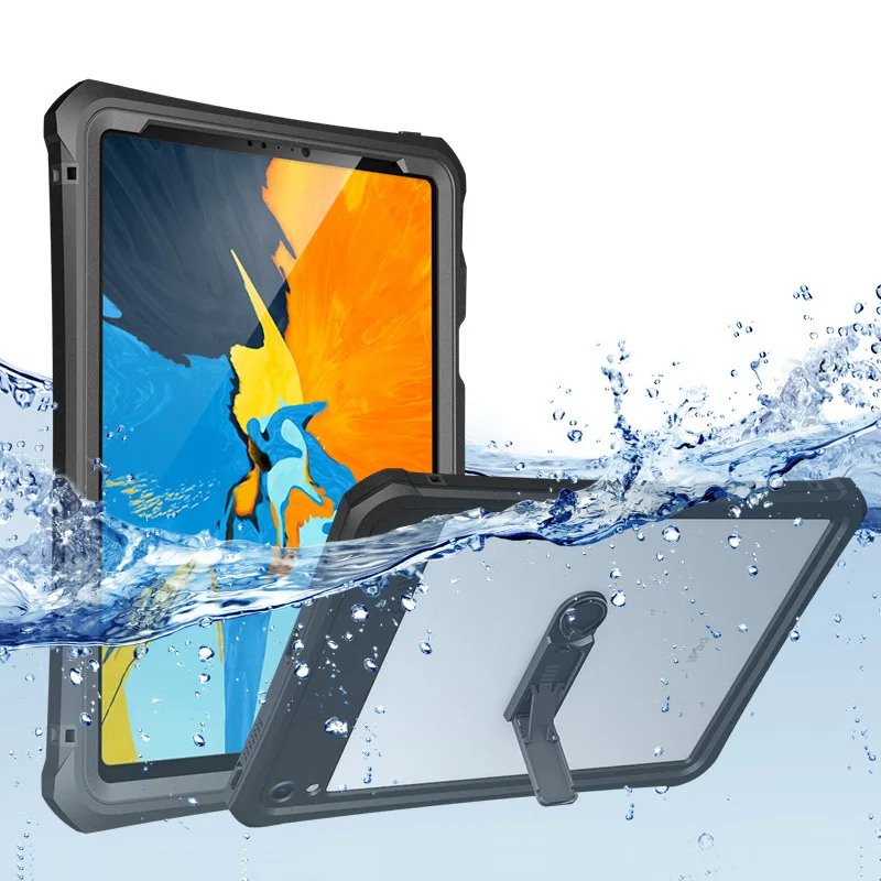 360 полная защита Водонепроницаемый Чехол для iPad Pro 11 противоударный силиконовый чехол для планшета прозрачный чехол с держателем и ремешком