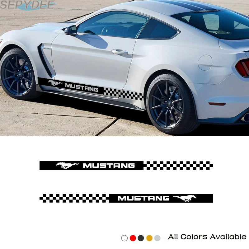 

2 Pcs Car Side Sticker Vinyl Decals Stripes Wraps Body Stickers Car Styling For Ford Mustang