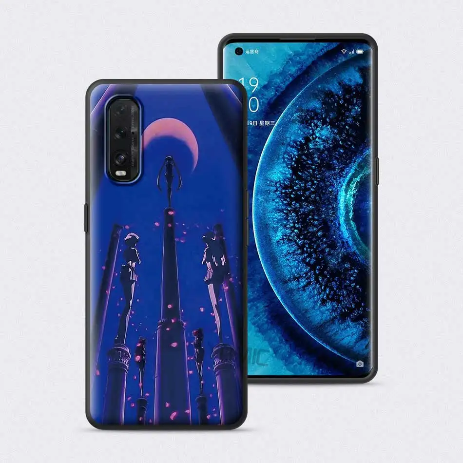 

Cartoon Sailor Moon Simple Soft Case for Oppo Reno ACE 3 4 Find X2 Lite A52 A9 2020 A8 A53 F11 Pro TPU Black Phone Cover