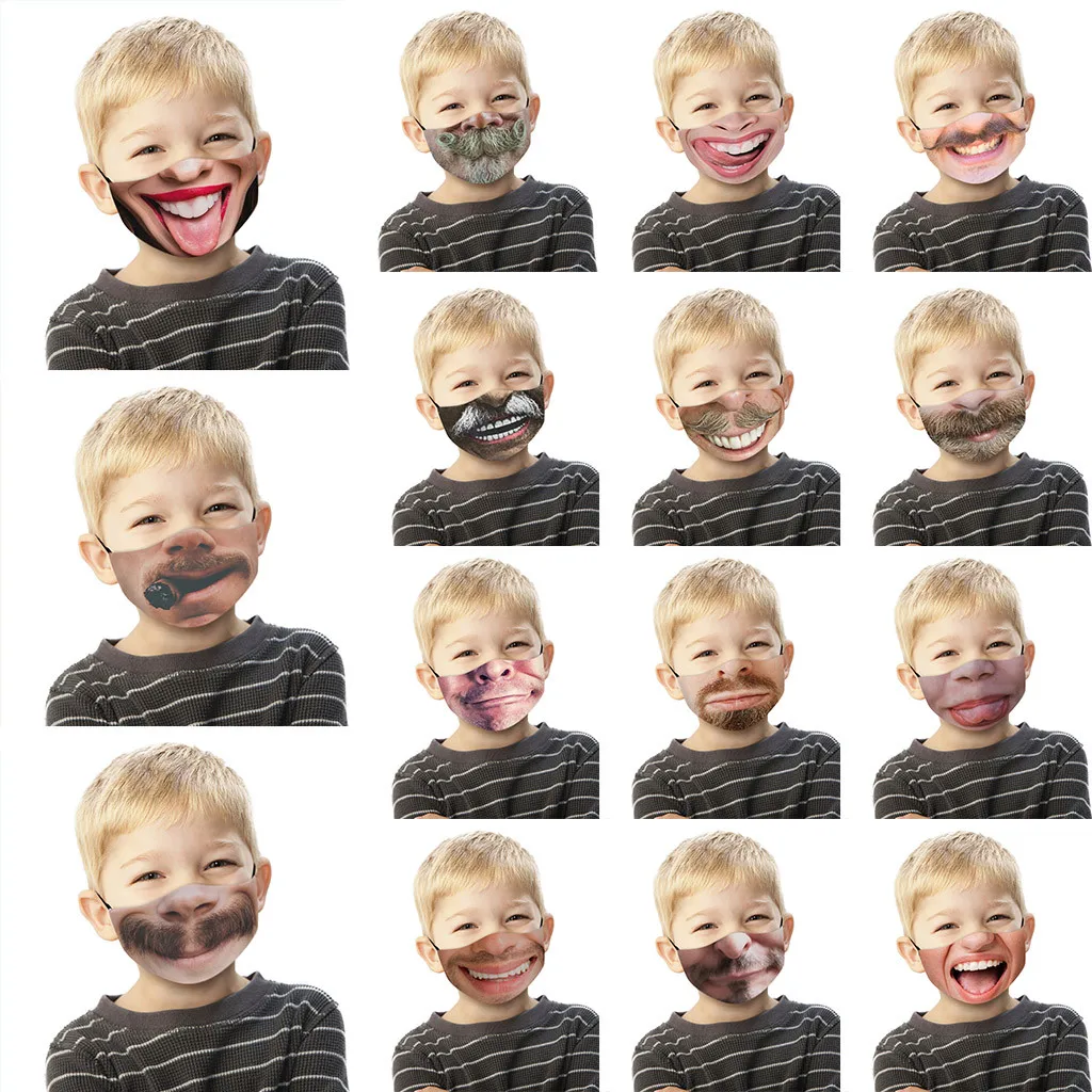 Kids Face-mask Funny Printed Breathable Mascarillas Cycling Halloween Cosplay Mask Mondmasker Kinderen Mascara | Тематическая
