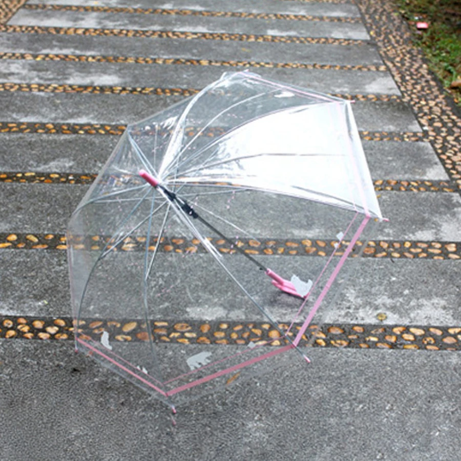 Милый Прозрачный женский зонтик детский с кроликом корпорация лопасти костяшки