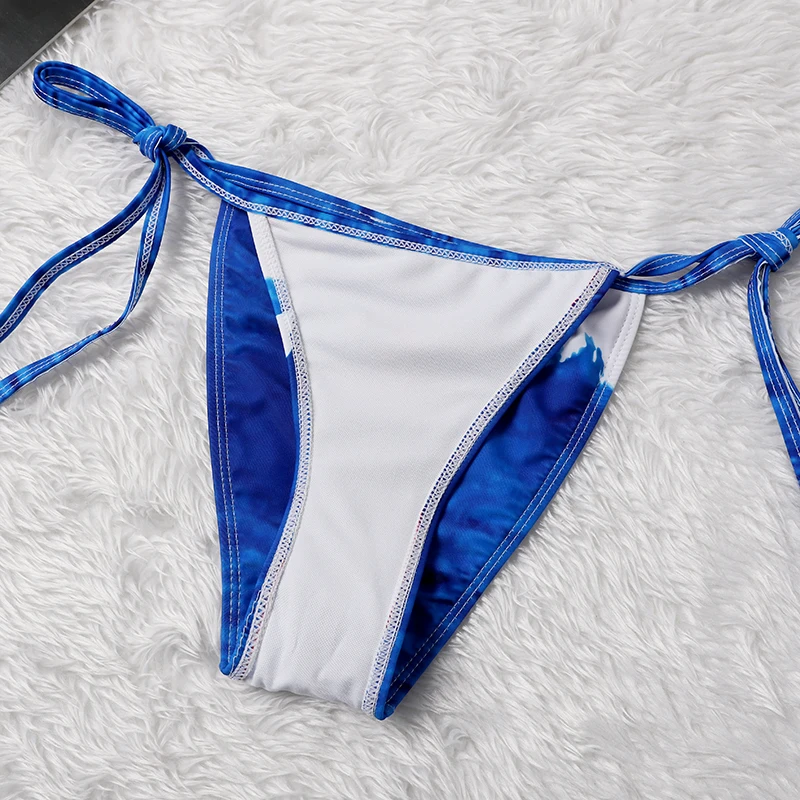 

2021 NEW Women's Colorful Tie Dye Split Bikini Sky Blue Gradient Swimsuit Set
