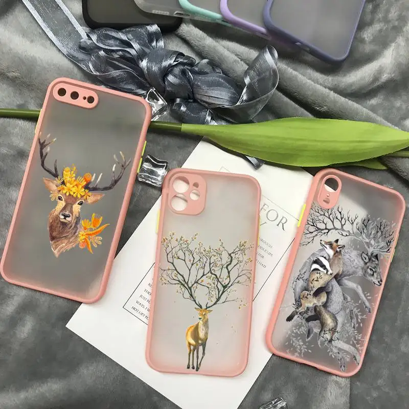 

Fashion The Deer Mobile Phone Translucent Matte Soft TPU Phone Case For Iphone 7 8 X XS XR 11 12 PRO MAX Cover