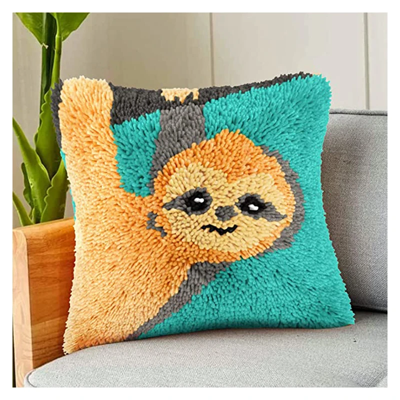 

Sloth Latch Hook Kits DIY Throw Pillow Cover Crochet Crafts Cushion Covers for Beginner Kids and Adults Handmade Crafts