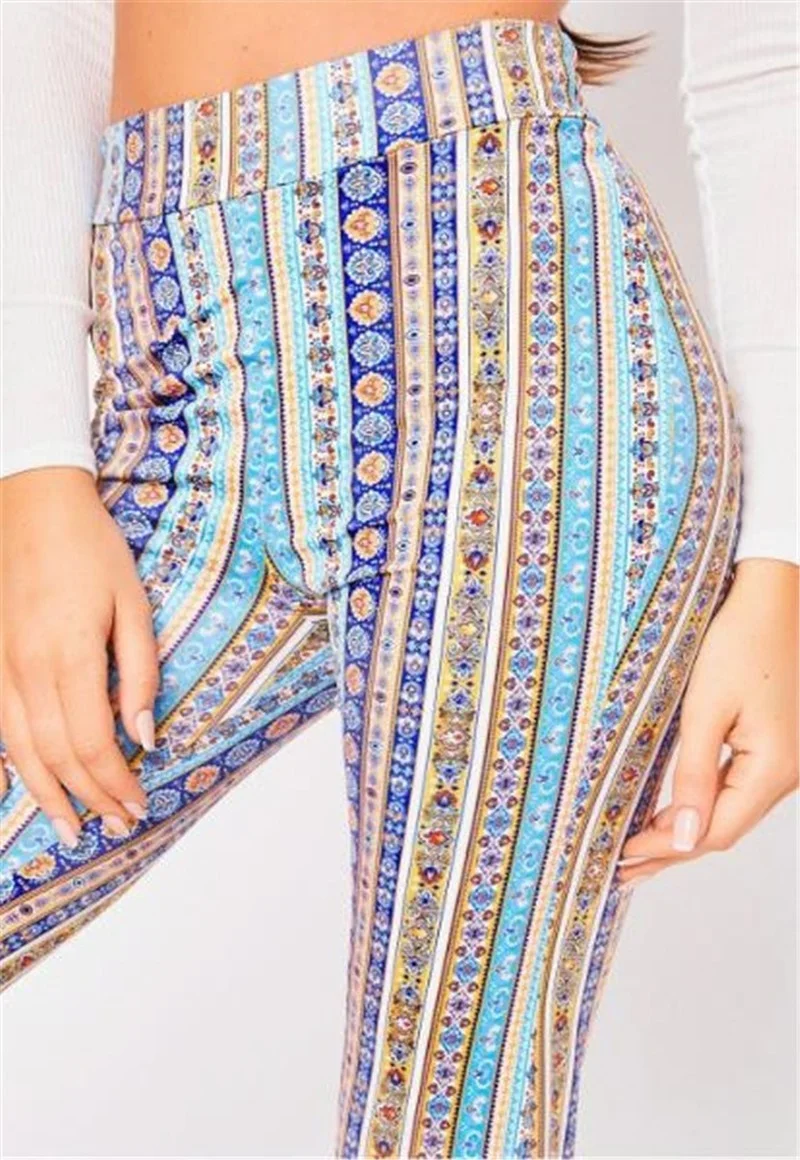 Женские капри в стиле бохо брюки полоску элегантные расклешенные готическом