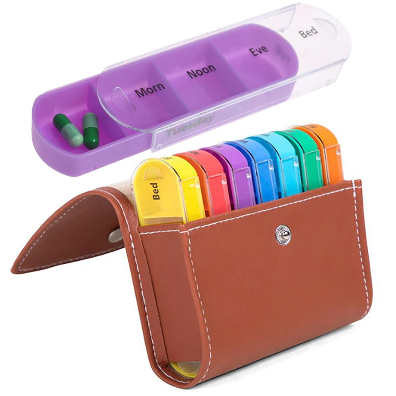 

Weekly Pill Organizer Dispenser Box Wallet Medicine Travel Case 28 Compartments