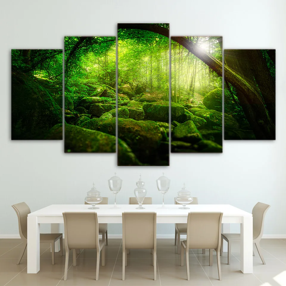 

Home Decor Canvas Painting HD Prints Tree 5 Pieces Bedside Background Wall Art Forest Modular Landscape Pictures Artwork Poster