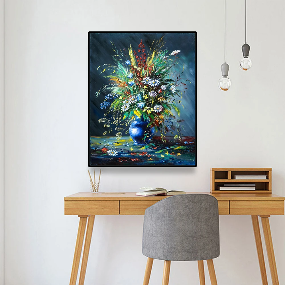 

Laeacco Abstract Vase Flowers Canvas Painting Calligraphy Posters and Prints Wall Art Pictures for Living Room Home Decoration