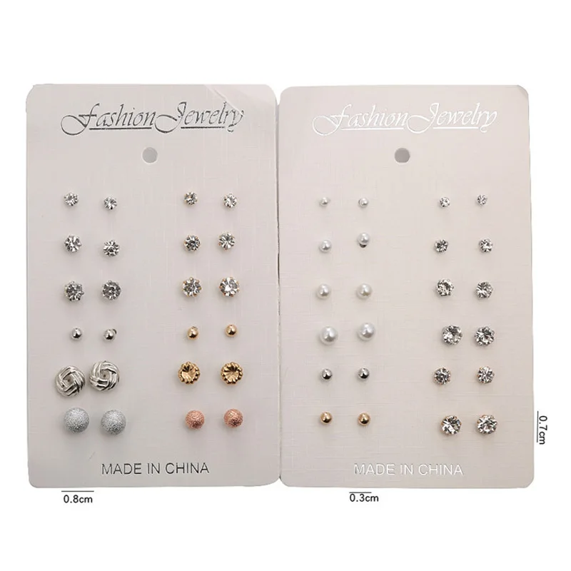 

Fashion Hot Selling 12Pair/Set Unisex Mix Styles Stud Earrings Women Men Alloy Crystal Stud Earrings Jewelry Piercing Ear Stud