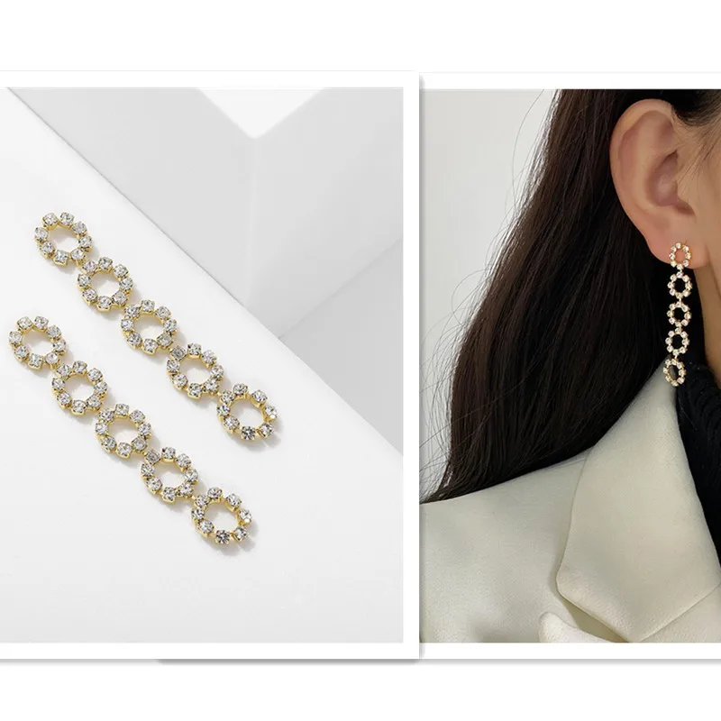 

Korean Fashion Earrings for Women Jewelry Long Round Ring Fashion Temperament Earrings Design Personality Tassel New Earrings