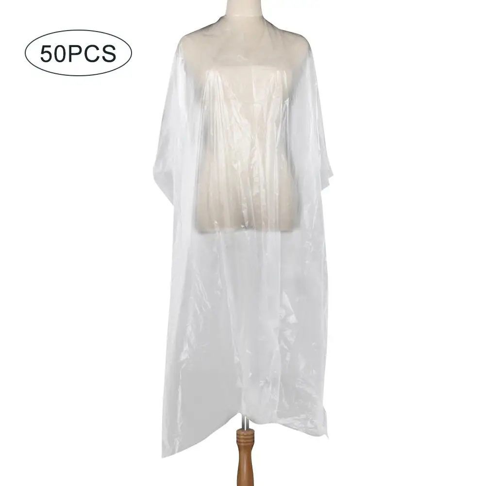 50PCS Disposable Haircutting Apron Waterproof Transparent Perm Dyed Bib Haircut Cape For Home Salon Barber Hairdressing Tools | Красота и