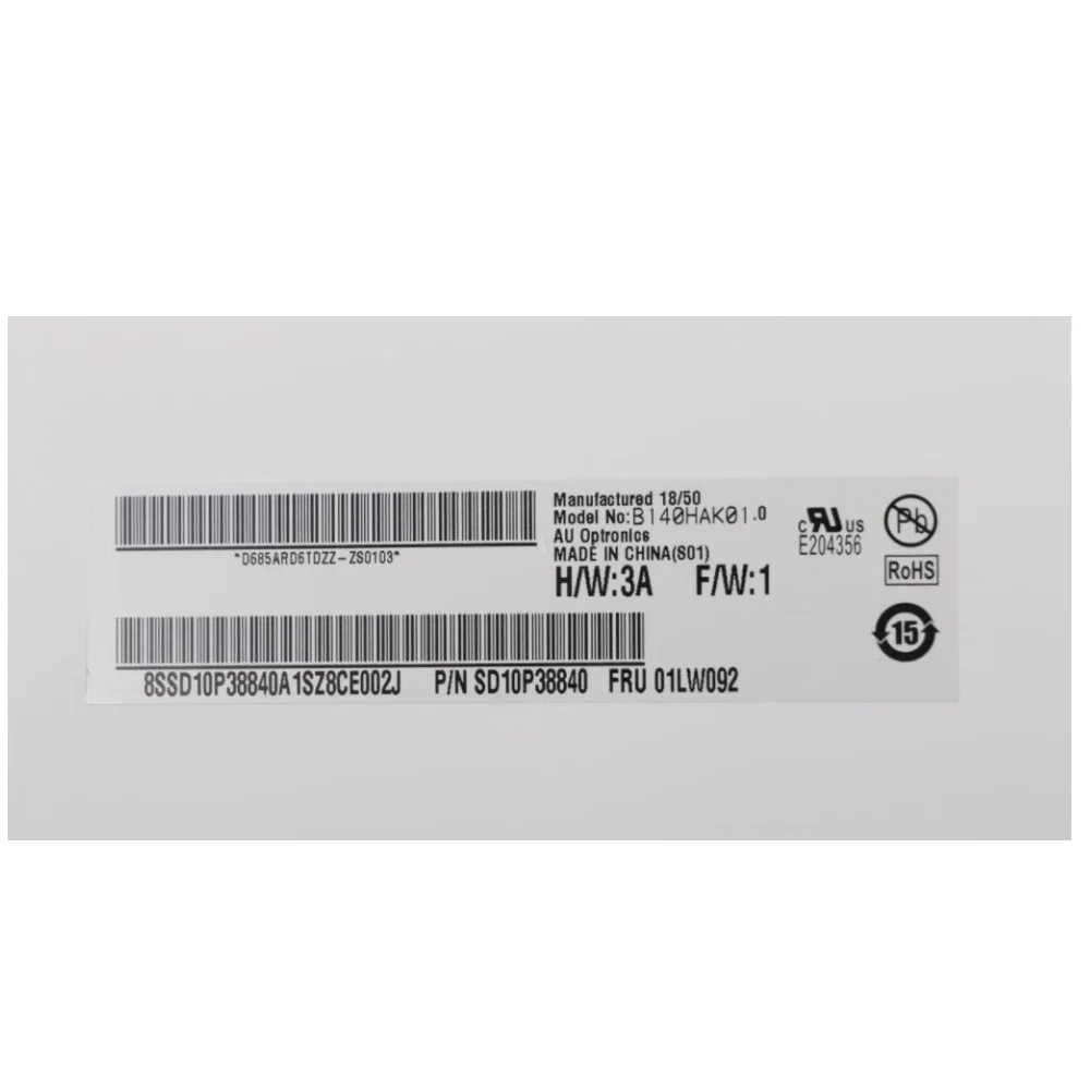 Новый Для Lenovo Touch Thinkpad T480 B140HAK01.00 ЖК-экран для ноутбука 1920*1080 14 0 &quot30pin FRU 01LW092 01ER011
