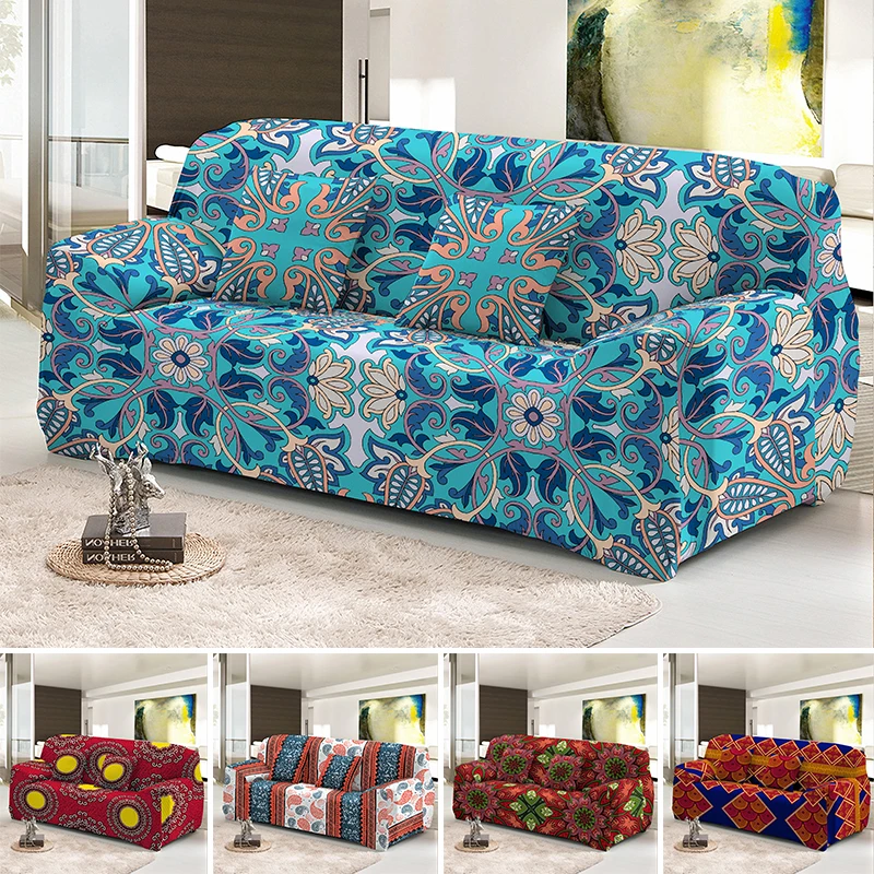 

1/2/3/4 Seaters Mandala Elastic Sofa Cover Sectional Slipcover Tight Wrap All-Inclusive Bohemia Couch Covers For Living Room