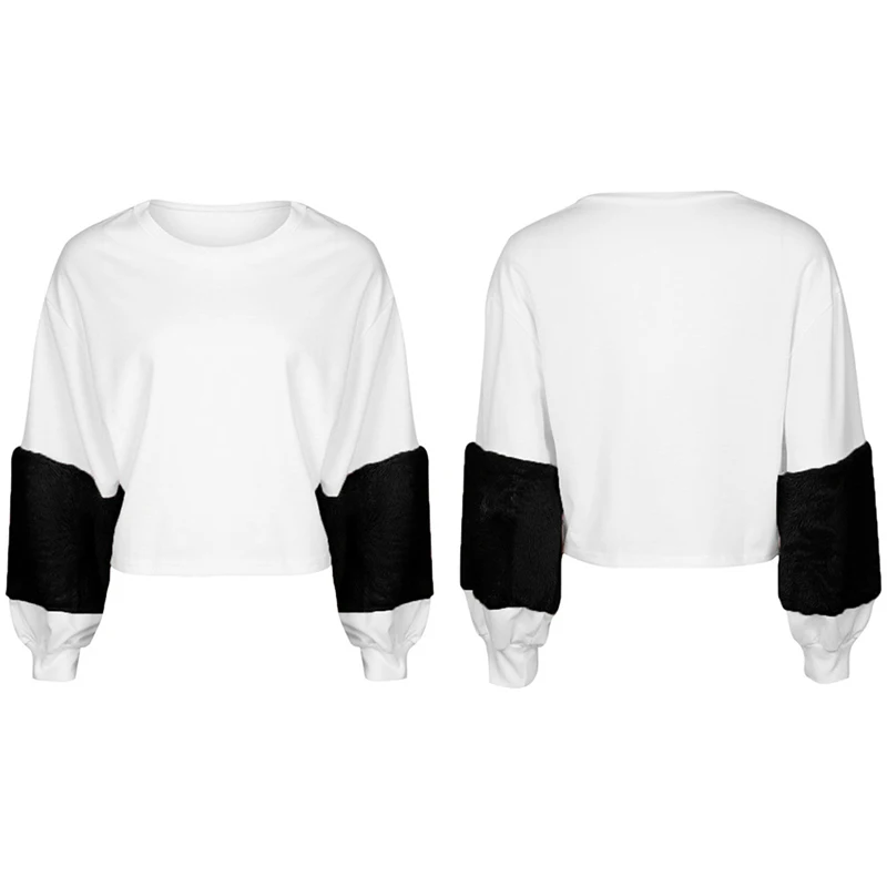 Женские толстовки с круглым вырезом и плюшевыми рукавами цветные Толстовки