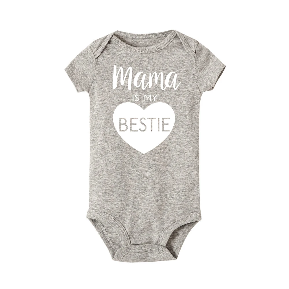 Mama Is My Bestie/Летний комбинезон для маленьких мальчиков и девочек; забавная одежда унисекс для новорожденных; Модный комбинезон с короткими рукавами для малышей