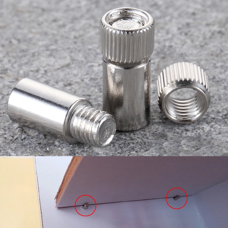 

Myhomera 6 Pcs M8 Shelf Support Solid Pin Stud Pegs Nut Screw Sets Bookshelf Separator Metal Wardrobe Cabinet Shelve Holder