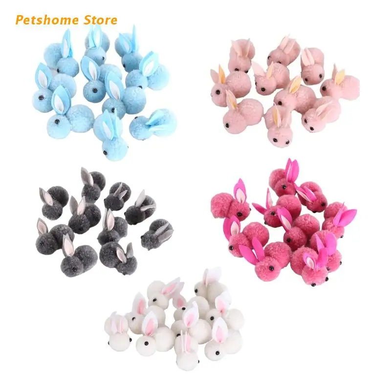 

LX9C Mini Easter Rabbits 10 Pcs Plush Bunny Doll Kit Animal Dolls Kids Gift for Children Adults DIY Making Rabbit Toys