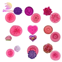 deouny bloom rose peony silicone cake mold 3d flower fondant soap mold candle jelly candy chocolate decoration tool baking mould