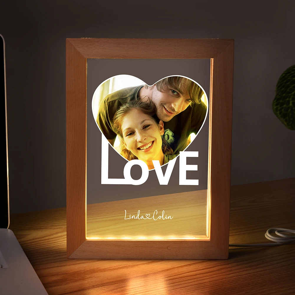 

Custom Photo Frame Desktop Table Ornament Acrylic Engraved Crystal Souvenir Personalized Photo Frame Bedroom Decoration Keepsake