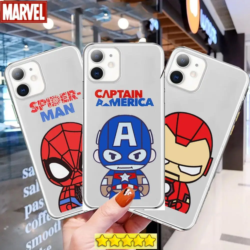 

Spider-Man Marvel Anime Style Phone Case cover For iphone 13 11 pro max Cases 12 8 7 6 s XR PLUS X XS SE 2020 mini Transparen