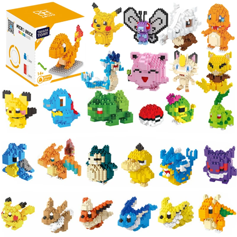 

41 styles With Box Pokemon Building Blocks Small Cartoon Picachu Animal Model Education Game Graphics Pokemon Toys